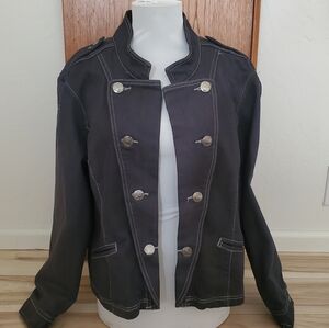 Military Style Jacket Christopher & Banks Charcoal Black Womans L